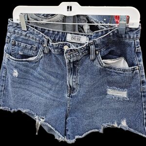 CHELSEA Women's Distressed Blue Denim Shorts